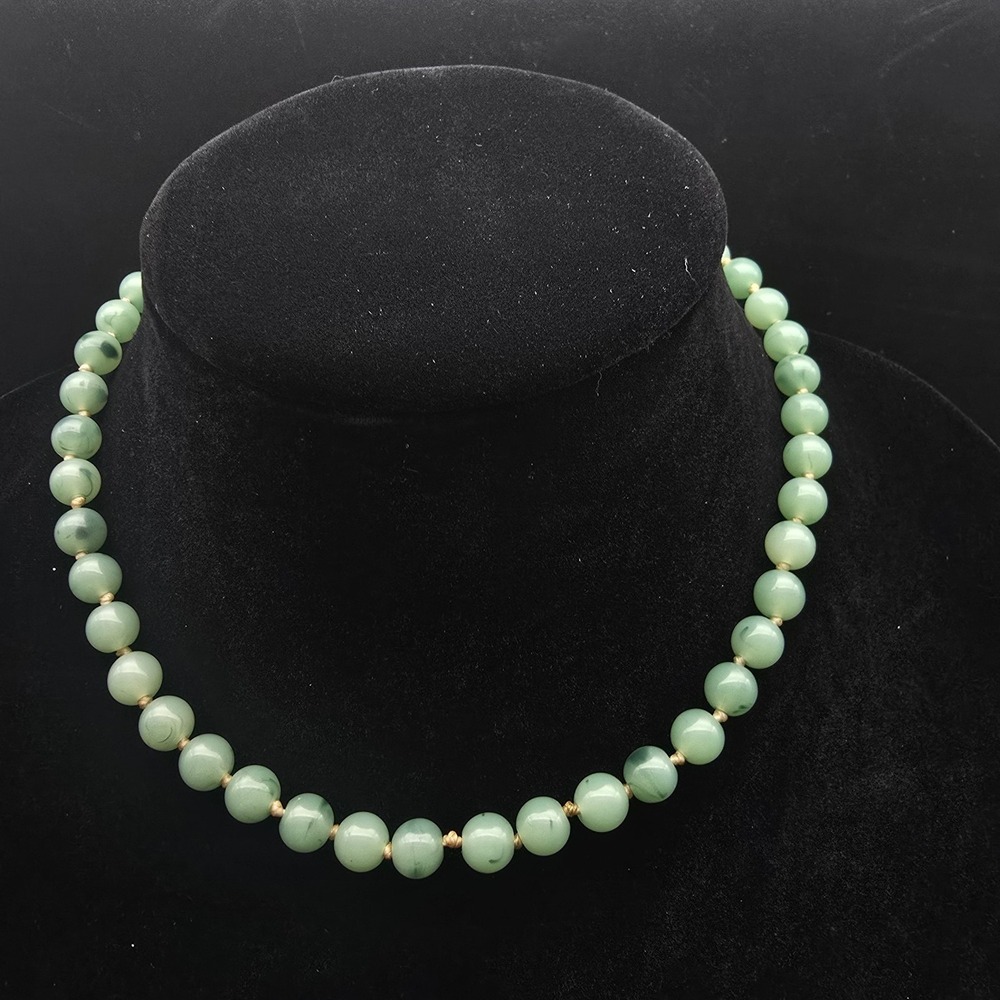 Trifari Green Plastic Beaded Collar Necklace Vintage Costume Jewelry